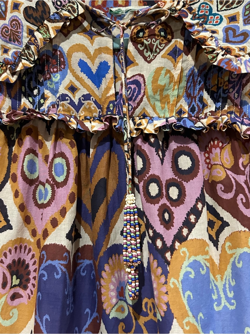FARM RIO Hearts Ikat Cream Blouse, Women’s Small - Picture 5 of 10